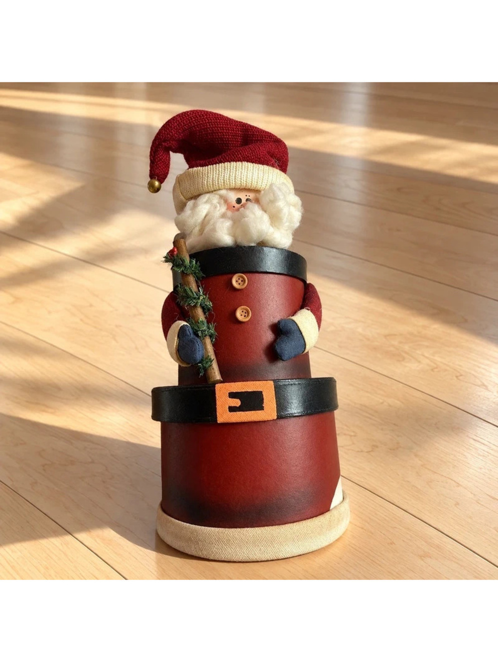 Santa Claus Nesting Boxes Set of 3 Stackable Primitive Christmas Holiday Decor